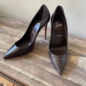 Christian Louboutin Kate 100 Croc-Embossed Leather Pump
